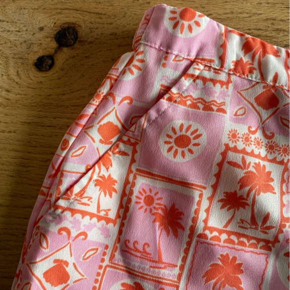Sigrid Olsen Pink Orange Tropical Pajama Shorts Set Women’s Medium Preloved - Picture 9 of 12